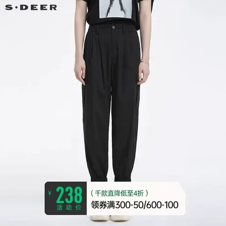 sdeer圣迪奥夏装松紧拼接立体口袋工装休闲长裤S22280838图片