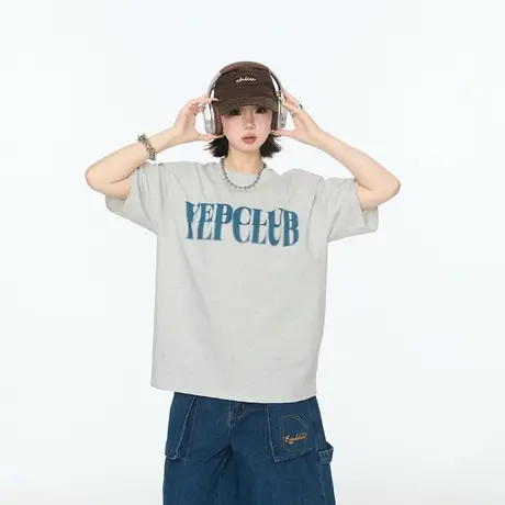 YEP2025夏季新款宽松印花短袖T恤男女同款潮酷纯棉街头风半袖上衣图片