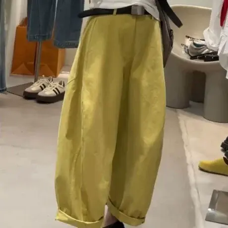 甜椒裤女夏季新款欧货时尚工装裤宽松休闲裤九分裤奶奶裤弯刀裤潮商品大图