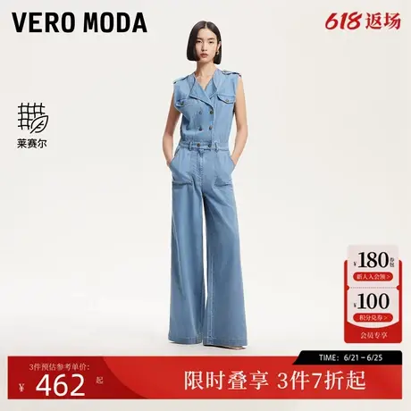 Vero Moda牛仔裤女2025夏新款淡人无袖天丝莱赛尔显瘦休闲连体裤商品大图
