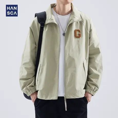 hansca立领夹克外套男秋季日系潮流宽松户外防风痞帅休闲运动上衣商品大图