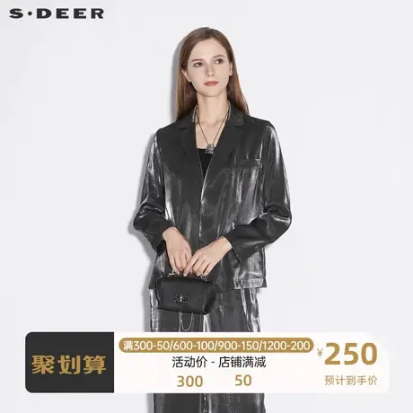 sdeer圣迪奥女装平驳领开襟拼接薄款西装外套S21362227🧠商品大图