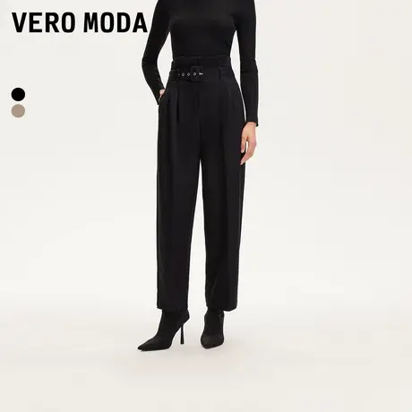 Vero Moda奥莱休闲裤子女秋冬新款捏褶高腰九分萝卜西装裤通勤商品大图