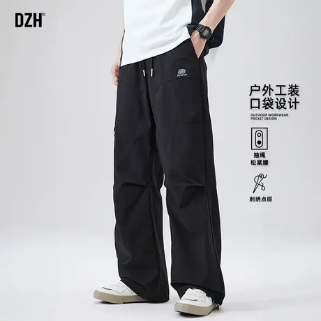男士宽松运动直筒工装裤男夏薄款2025新款设计感刺绣裤子休闲长裤商品大图