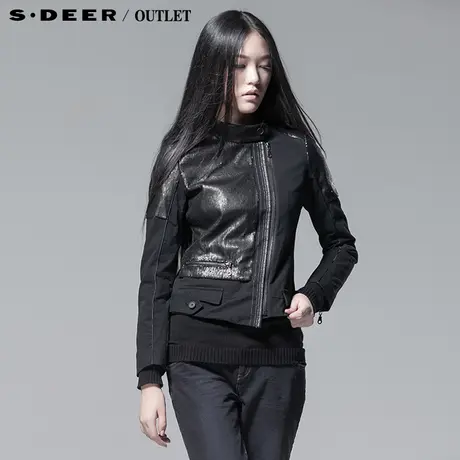 sdeer圣迪奥女装立领时尚亮片女式夹克外套 3382290图片