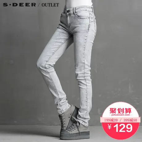 s.deer圣迪奥斑驳水洗的小脚弹力牛仔长裤S15280877图片