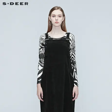 sdeer圣迪奥春装圆领时尚水墨晕染斑马纹针织毛衣女S20383502图片