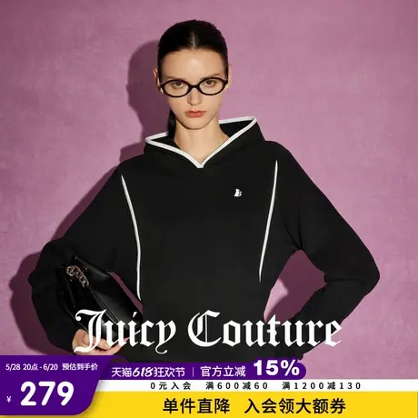 Juicy Couture橘滋春夏新款上衣运动休闲刺绣连帽衫黑色卫衣女商品大图