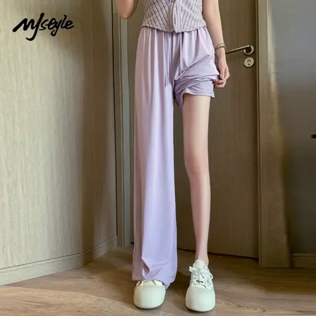 MJ STYLE新款高腰垂感阔腿裤女宽松显瘦休闲时尚直筒裤百搭长款商品大图