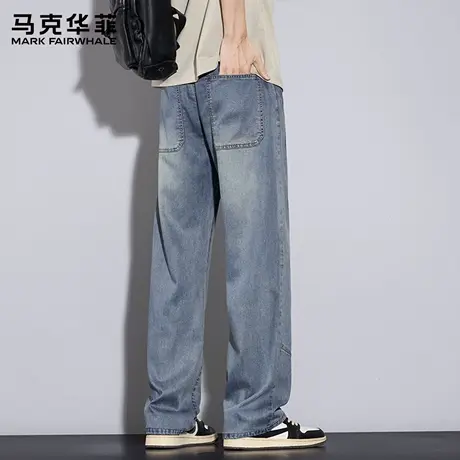 马克华菲天丝薄款牛仔裤男款2025新款夏季复古宽松休闲长裤子潮X商品大图