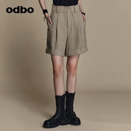 odbo/欧迪比欧原创设计时尚条纹短裤女夏季新款西装休闲裤商品大图
