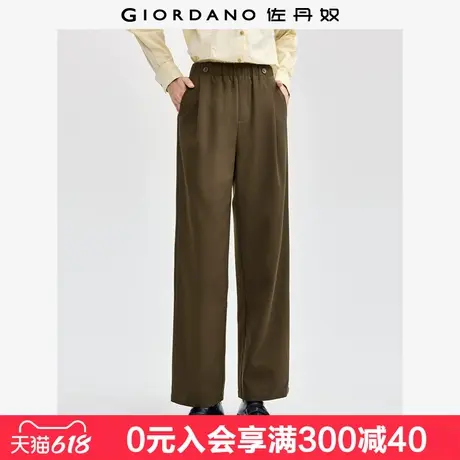 佐丹奴老钱风垂感裤子女复古磨毛收褶松紧腰阔腿休闲裤女05414086商品大图