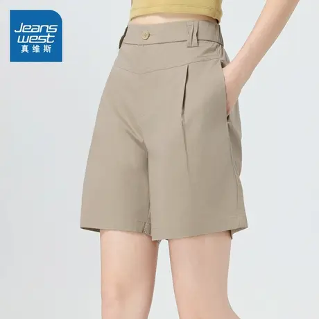 SA真维斯女装 2025夏季新款女款韩式商务简约风时尚百搭女士短裤商品大图