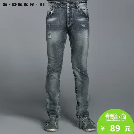 S.Deer/He【惠】圣迪奥男装夏装摇滚风牛仔男士长裤H14270833图片