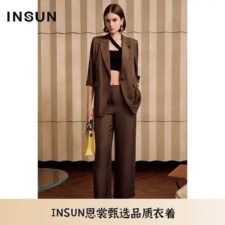 INSUN恩裳夏季醋酸垂感易打理直筒西装裤商品大图