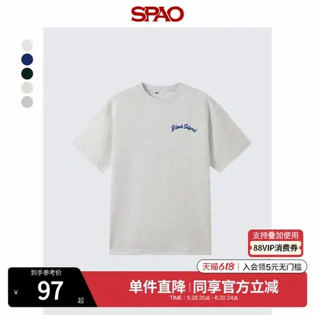 SPAO韩国同款2025年夏季新品男女同款多色简约日常休闲短袖T恤商品大图