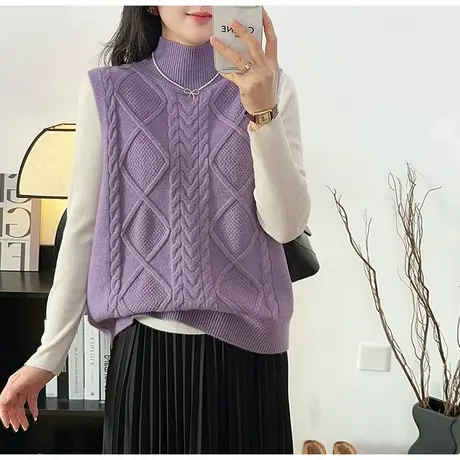 春装女士半高领毛衣针织马甲女时髦洋气今年流行爆款背心马夹叠穿图片