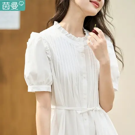 茵曼旗舰店官方法式白色裙子高级感夏连衣裙女2023夏季新款收腰商品大图