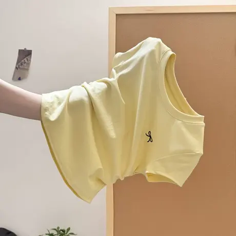 蝴蝶结刺绣短袖T恤女夏季修身显瘦韩版短款褶皱收腰正肩半袖上衣商品大图