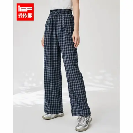 IEF/爱依服夏季穿搭2025夏季新款休闲通勤气质格子显瘦百搭阔腿裤商品大图