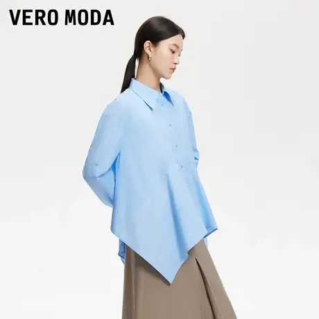 Vero Moda衬衫女2025夏季新款宽松不规则底摆设计纯棉325205008商品大图