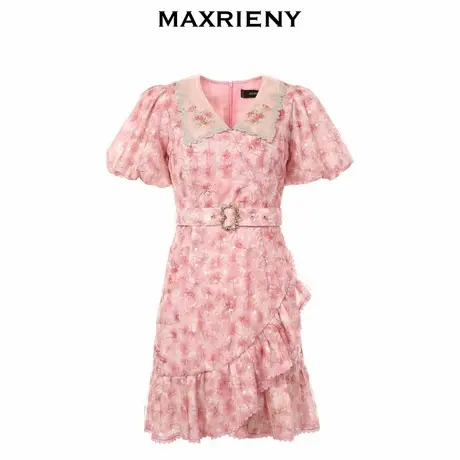 【奥莱】MAXRIENY碎花茶歇裙夏季泡泡袖连衣裙复古网纱短裙图片