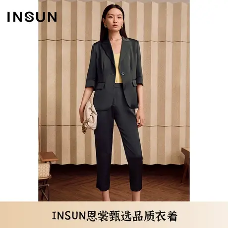 INSUN恩裳醋酸垂感微弹通勤小脚西装裤商品大图