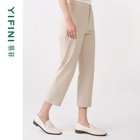 Yifini/易菲休闲烟管裤八分休闲裤2024夏季新款通勤气质显瘦裤子商品大图