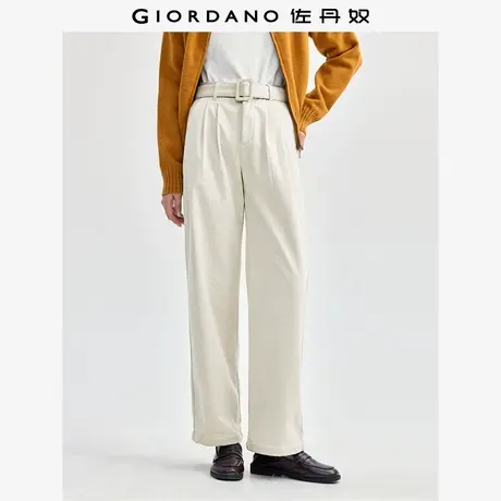 佐丹奴裤子女装灯芯绒腰带压褶梭织休闲长裤 05414679商品大图