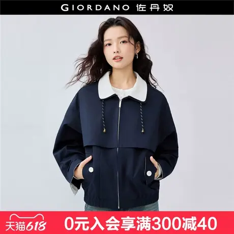 设计师款佐丹奴风衣外套女文艺miu风撞色宽松翻领夹克女18374823商品大图