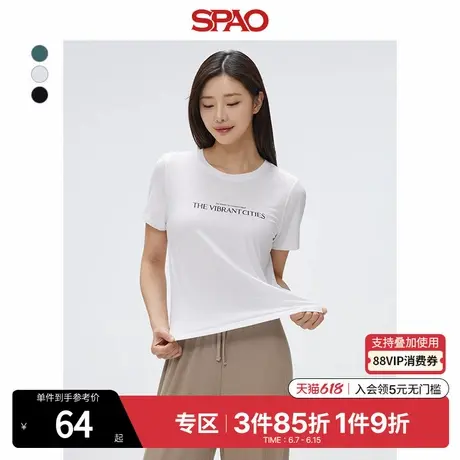 SPAO韩国同款2025年夏季新品女士时尚印花休闲短袖T恤SPRPF24W01图片