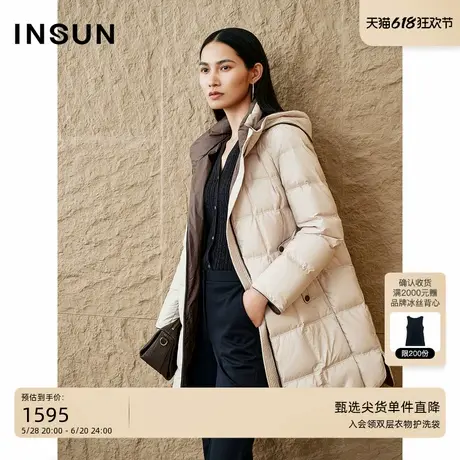 「轻暖羽绒」INSUN恩裳专选2024冬季撞色长白山鹅绒羽绒服商品大图