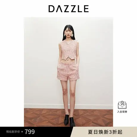 DAZZLE地素奥莱 裤春夏女装高腰版粗花呢短裤商品大图