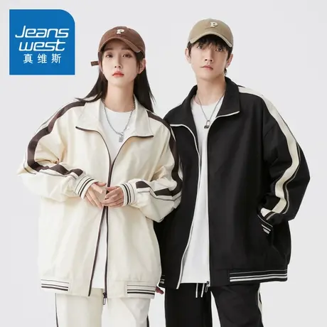 N5真维斯外套男2025秋季新款美式潮牌情侣立领男士春秋装休闲夹克图片