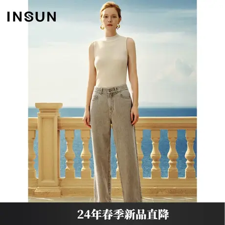 INSUN恩裳专选春季摩登复古洗水纯棉牛仔裤商品大图