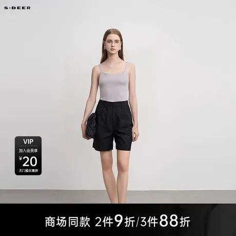 【商场同款】sdeer圣迪奥女简约修身基本款打底短款吊带S25281501图片