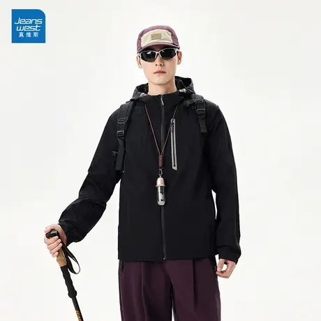 N5真维斯防晒外套男2025秋季新款潮流宽松男士连帽休闲服轻薄夹克商品大图