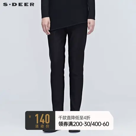 sdeer圣迪奥春秋装女装休闲简约黑色微弹基本款通勤长裤S20380817图片