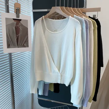 圆领设计师镂空毛衣女套头2025春秋新款宽松外穿上衣洋气针织衫潮商品大图