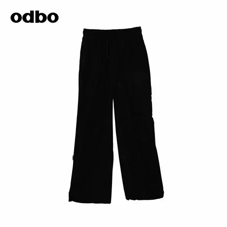 odbo/欧迪比欧精品时装遮肉显瘦直筒裤高腰休闲裤宽松薄款丝垂感商品大图