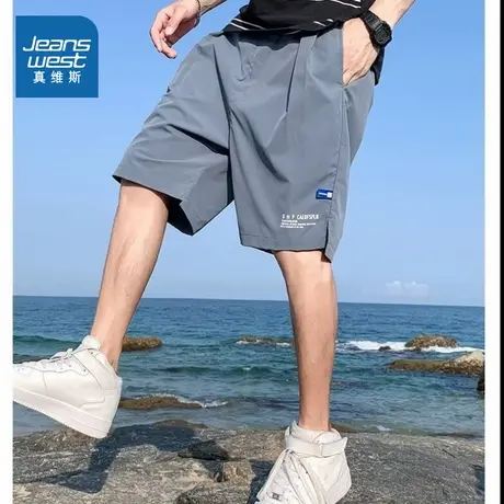 KF真维斯男装2025夏季新款 潮牌百搭系绳松紧腰休闲运动短裤男图片