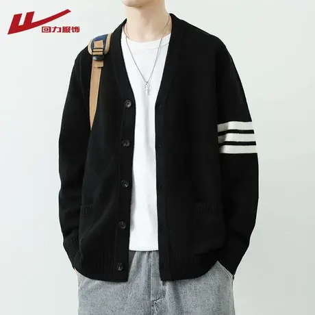 回力针织开衫毛衣男春秋季2025新款潮牌日系宽松慵懒休闲线衣外套图片