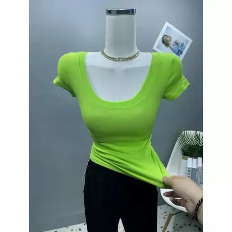 版型超好~色系好看！修身百搭圆领短袖t恤女弹力亲肤基础款上衣夏商品大图