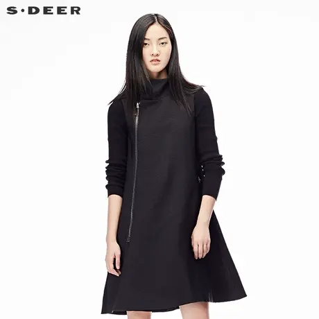 sdeer ⛲圣迪奥2018春装气质肌理A廓斜襟拉链背心马甲S17381654商品大图