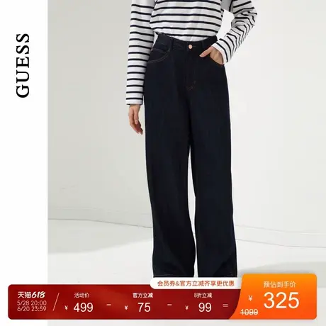 GUESS女士宽松卷边百搭阔腿梭织牛仔裤-Q4PA82D51V0商品大图