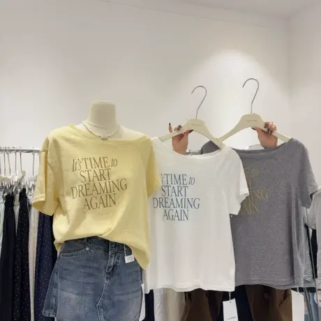 韩国东大门 潮款时髦斜肩一字领短袖T恤女竹节棉宽松显瘦打底上衣商品大图