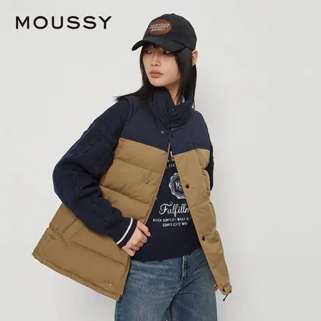 MOUSSY 春季新品中性风宽松撞色拼接休闲羽绒马甲女028HAA30-2131商品大图