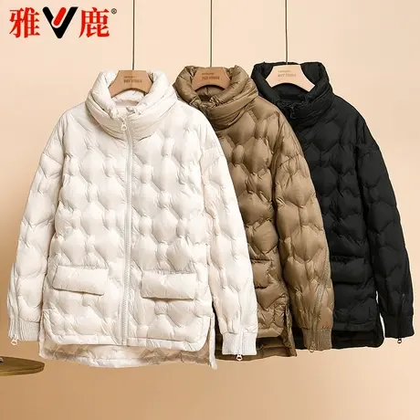 雅鹿反季特价羽绒服立领短款时尚女装休闲百搭韩版小个子保暖外套商品大图