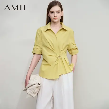 AMII【法式优雅】25夏法式优雅气质简约大气不规则收腰衬衫衬衣女图片