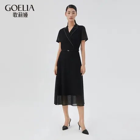 歌莉娅连衣裙女夏季高级感三醋酸小黑裙收腰气质长裙子124L4K270商品大图